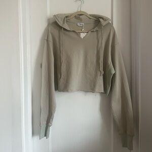 Priv Women's Sage Green Cropped Hoodie Top